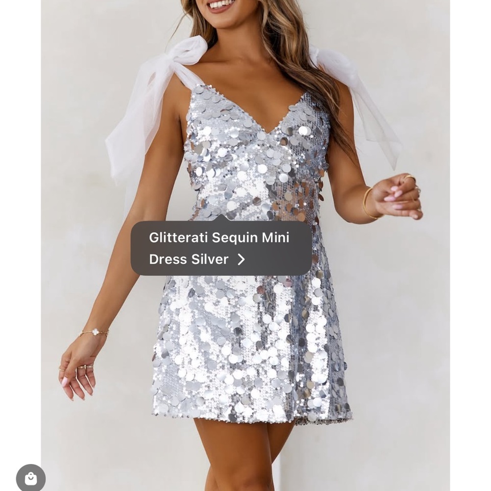 Silver Sequin Mini Dress